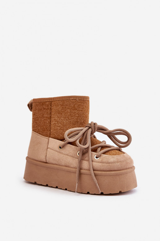 sniega apavi ar stilīgām detaļām ar platformu brūnas krāsas Tā irvora