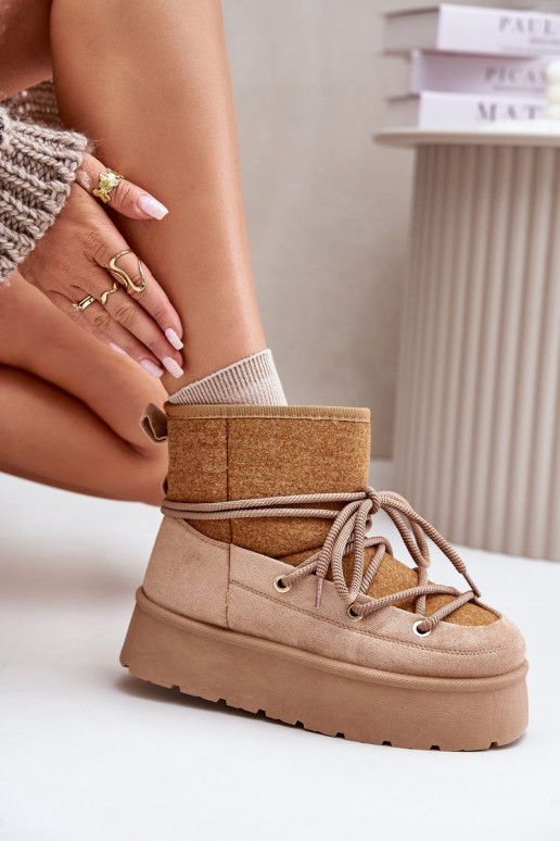 sniega apavi ar stilīgām detaļām ar platformu brūnas krāsas Tā irvora