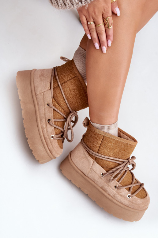 sniega apavi ar stilīgām detaļām ar platformu brūnas krāsas Tā irvora