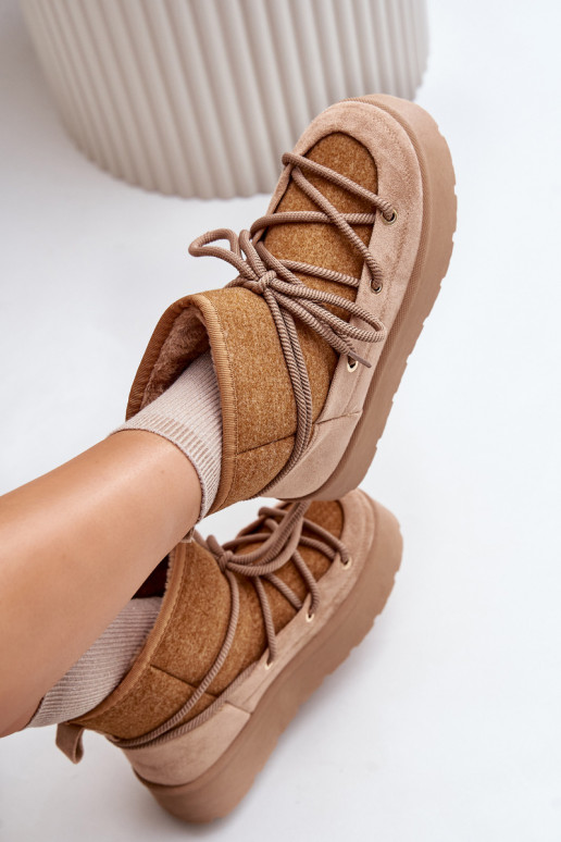 sniega apavi ar stilīgām detaļām ar platformu brūnas krāsas Tā irvora