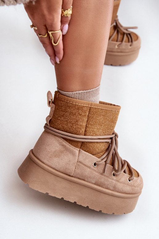 sniega apavi ar stilīgām detaļām ar platformu brūnas krāsas Tā irvora