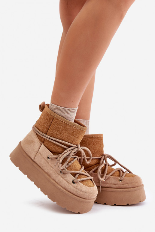 sniega apavi ar stilīgām detaļām ar platformu brūnas krāsas Tā irvora