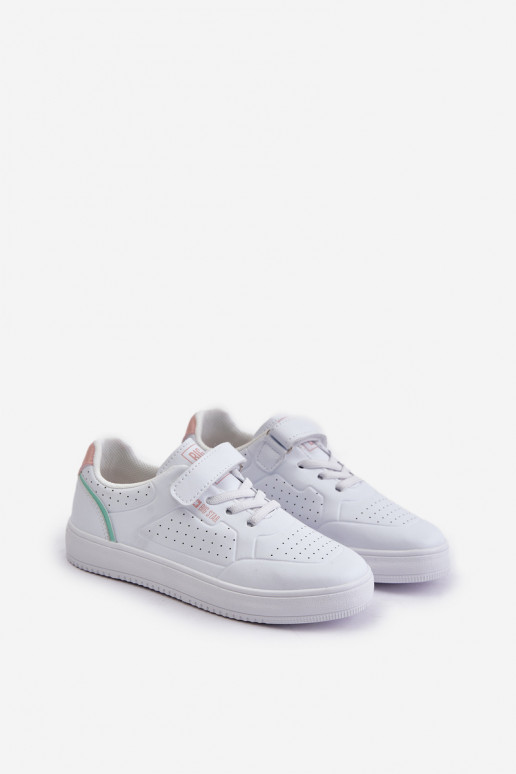 brīvā laika apavi Bērnu apavi no eko ādas ar lipīgām aizdarēm Big Star OO374005 baltas krāsas