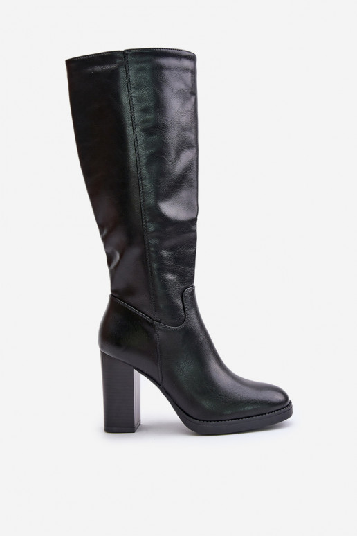 Augstpapēžu zābaki līdz celim, melni... Augstpapēžu zābaki līdz celim, melni...