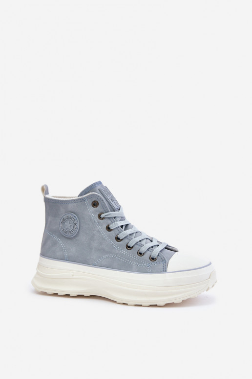 siltināti sieviešu puszābaki ar platformu Big Star OO274072 Zilas krāsas siltināti sieviešu puszābaki ar platformu Big Star OO274072 Zilas krāsas