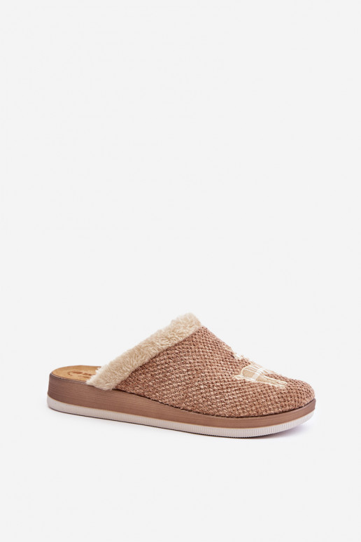 Čības Sieviešu Ar ziemeļbriežiem Un Kažokādas Inblu CT000034 smilšu krāsas