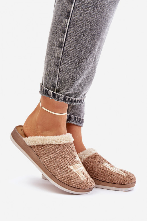 Čības Sieviešu Ar ziemeļbriežiem Un Kažokādas Inblu CT000034 smilšu krāsas