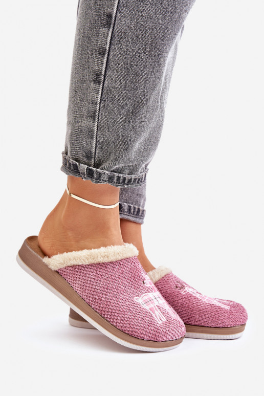 Čības Sieviešu Ar ziemeļbriežiem Un Kažokādas Inblu CT000034 Rozā krāsas