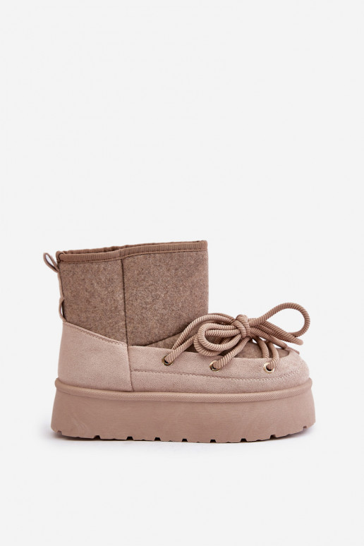 sniega apavi ar stilīgām detaļām ar platformu smilšu krāsas Tā irvora sniega apavi ar stilīgām detaļām ar platformu smilšu krāsas Tā irvora