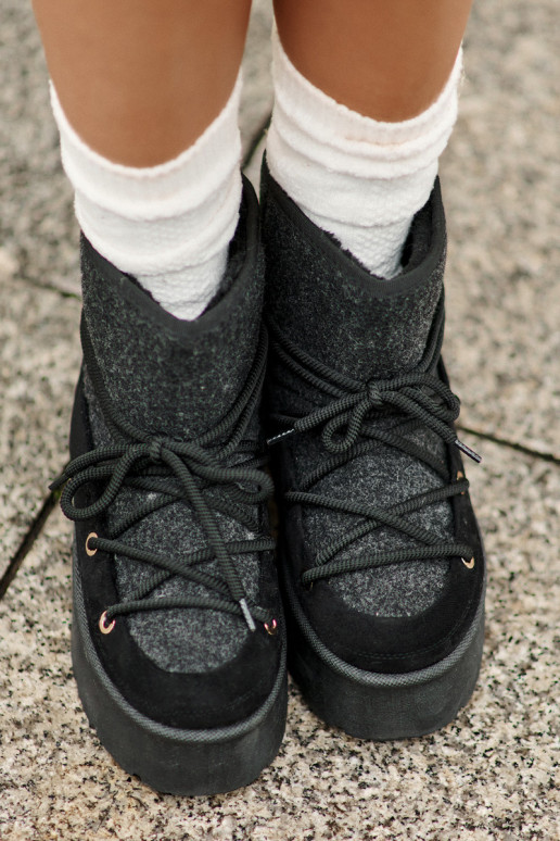 sniega apavi ar stilīgām detaļām ar platformu melnas krāsas Tā irvora sniega apavi ar stilīgām detaļām ar platformu melnas krāsas Tā irvora