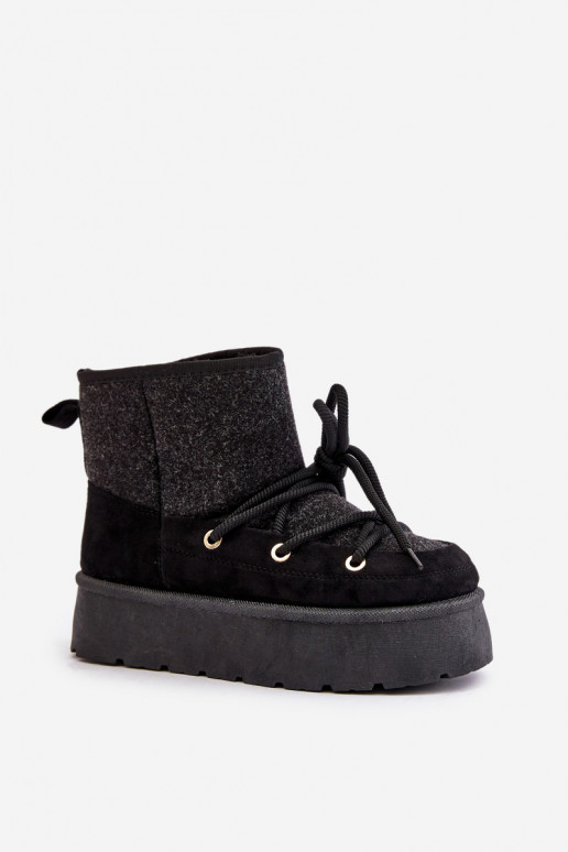 sniega apavi ar stilīgām detaļām ar platformu melnas krāsas Tā irvora sniega apavi ar stilīgām detaļām ar platformu melnas krāsas Tā irvora