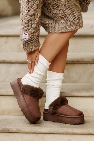 Čības Sieviešu ar platformu ar kažokādu brūnas krāsas Linaris