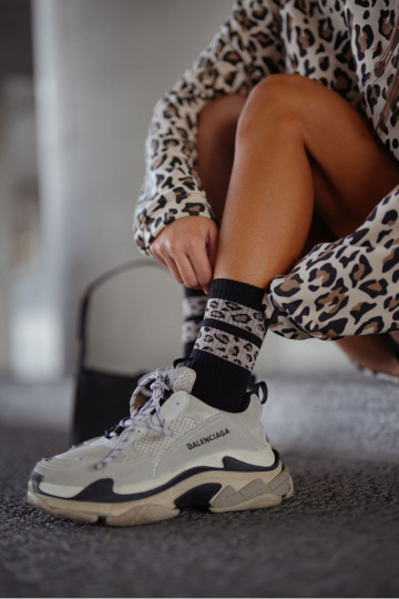 Zeķes Sieviešu DIna Ar punktiņiem Svītras melnas krāsas