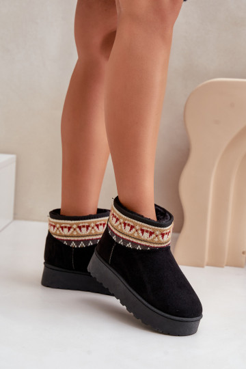 sniega apavi Sieviešu ar rakstiem ar platformu melnas krāsas Avatharia