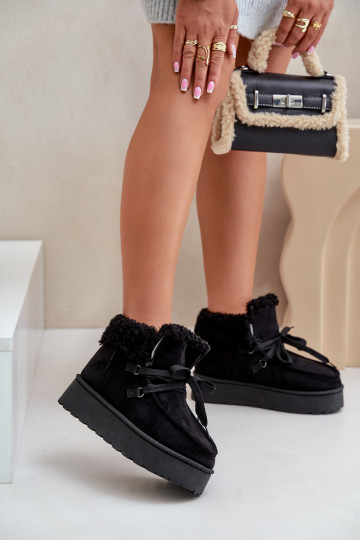 sniega apavi Sieviešu ar platformu ar kažokādu Typu Branek melnas krāsas Ciabellae 2