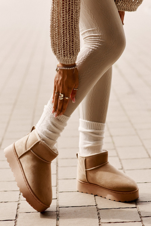 sniega zābaki Sieviešu ar platformu sildīšanai ar kažokādu iekšpusē bēšā krāsā Xamella