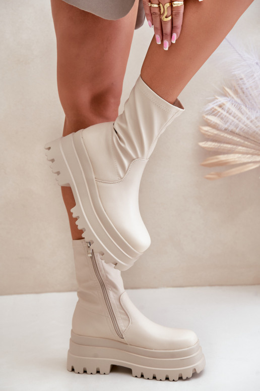 Sieviešu puszābaki ar platformu Ziloņkaula krāsas Florinara