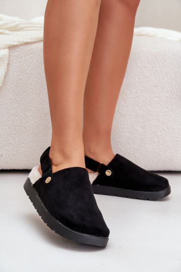 Čības Sieviešu ar platformu siltināti ar kažokādu Typu Baranek melnas krāsas Sanilora