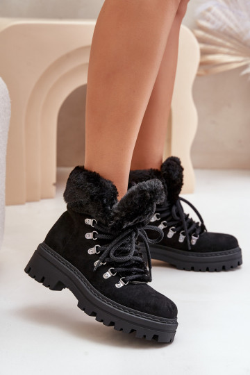 šņorējami apavi Sieviešu ar kažokādu melnas krāsas Vaminia 2