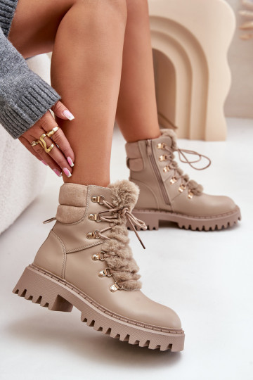 siltināti Sieviešu puszābaki apavi Uz pili no eko ādas smilšu krāsas INillatta