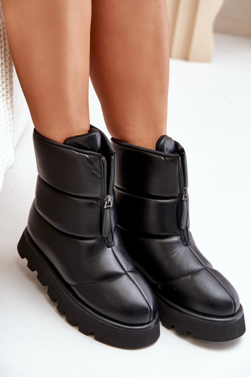 sniega apavi ar platformu ar rāvējslēdzējiem Eko Āda melnas krāsas Resisia