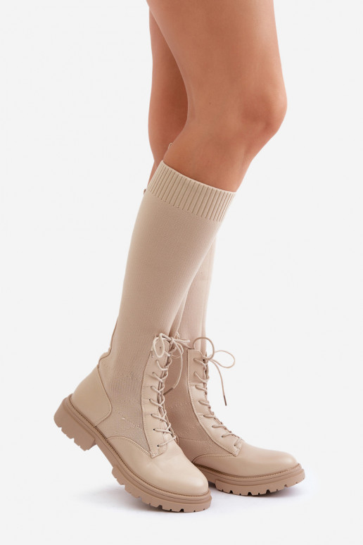 Paslīdēt uz garie zābaki Ze SkarpetkoIną CholeInką smilšu krāsas Iranel Paslīdēt uz garie zābaki Ze SkarpetkoIną CholeInką smilšu krāsas Iranel