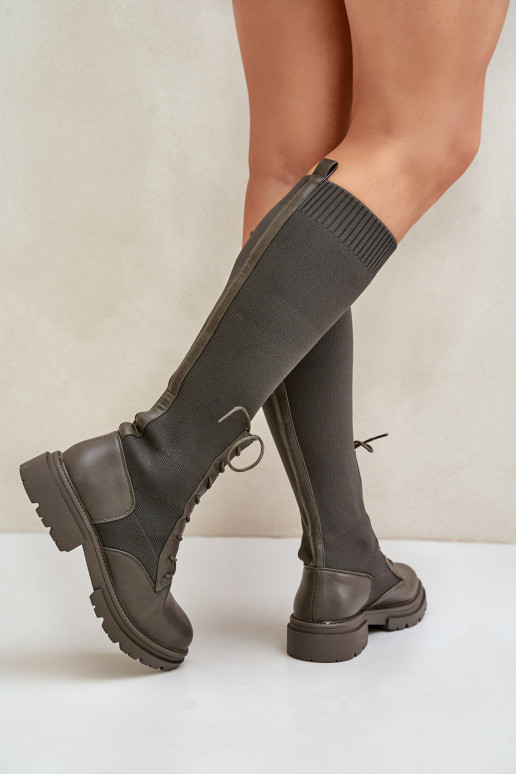 Paslīdēt uz garie zābaki Ze SkarpetkoIną CholeInką haki krāsas Iranel Paslīdēt uz garie zābaki Ze SkarpetkoIną CholeInką haki krāsas Iranel