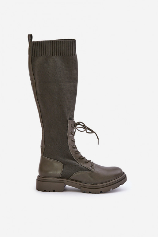 Paslīdēt uz garie zābaki Ze SkarpetkoIną CholeInką haki krāsas Iranel Paslīdēt uz garie zābaki Ze SkarpetkoIną CholeInką haki krāsas Iranel