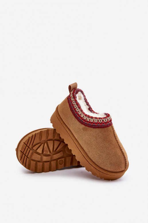 Bērnu sniega zābaki ar platformu, siltināti ar kažokādu iekšpusē, brūnā krāsā Vilabria Bērnu sniega zābaki ar platformu, siltināti ar kažokādu iekšpusē, brūnā krāsā Vilabria