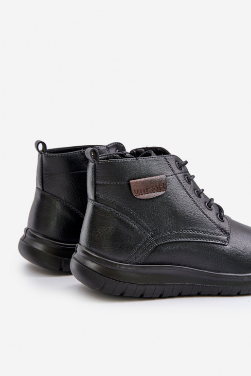 Sieviešu puszābaki vīriešiem siltināti Uz pili šņorējami melnas krāsas Hlimena