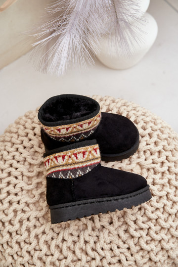 Paslīdēt uz sniega apavi Bērnu apavi ar rakstiem siltināti ar kažokādu melnas krāsas Mirirae 2