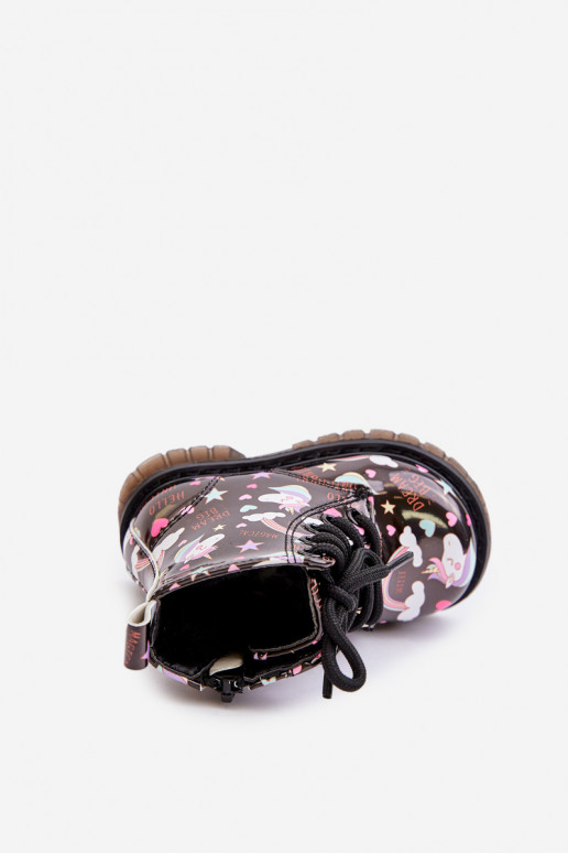 Bērnu apavi ar rāvējslēdzējiem Vienradži melnas krāsas Tiptop