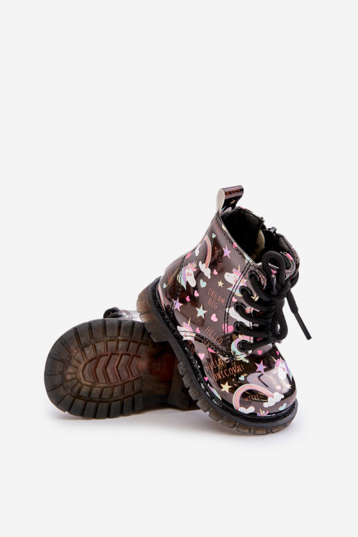 Bērnu apavi ar rāvējslēdzējiem Vienradži melnas krāsas Tiptop