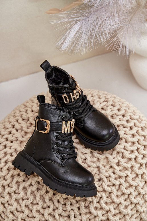 Sieviešu puszābaki Bērnu Eko Āda siltināti ar dekorētiem papēžiem melnas krāsas Gilian Sieviešu puszābaki Bērnu Eko Āda siltināti ar dekorētiem papēžiem melnas krāsas Gilian