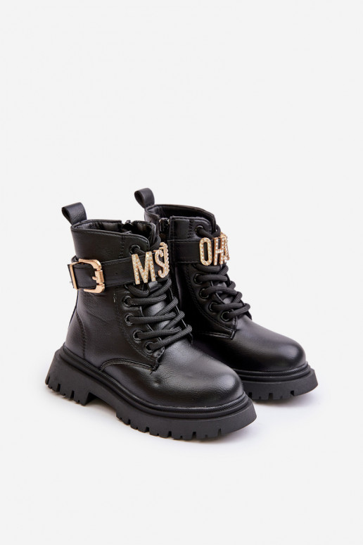 Sieviešu puszābaki Bērnu Eko Āda siltināti ar dekorētiem papēžiem melnas krāsas Gilian Sieviešu puszābaki Bērnu Eko Āda siltināti ar dekorētiem papēžiem melnas krāsas Gilian