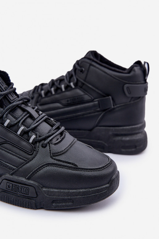 Sneakers modeļa apavi vīriešiem siltināti Big Star OO174587 HI-POLLY SYSTEM melnas krāsas