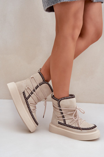 sniega apavi Sieviešu Z Haftem ar platformu Ziloņkaula krāsas Ieslēgtsleris