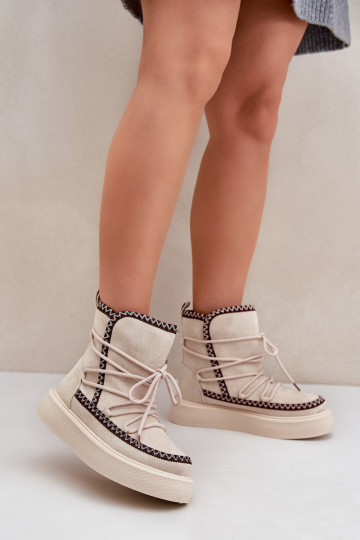 sniega apavi Sieviešu Z Haftem ar platformu Ziloņkaula krāsas Ieslēgtsleris 2