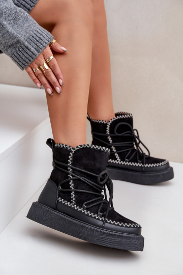 sniega apavi Sieviešu Z Haftem ar platformu melnas krāsas Ieslēgtsleris