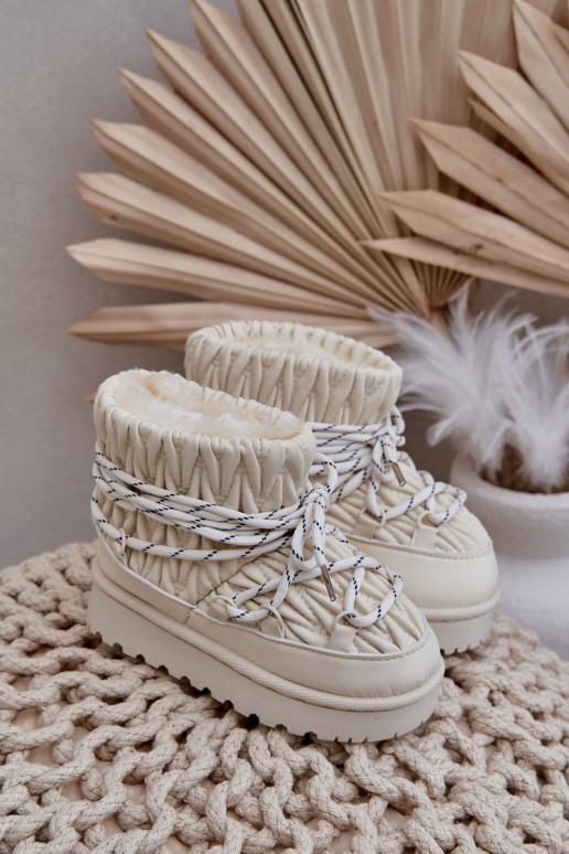 sniega apavi Bērnu apavi siltināti Grubym ar kažokādu Ziloņkaula krāsas Ieslēgtsstira sniega apavi Bērnu apavi siltināti Grubym ar kažokādu Ziloņkaula krāsas Ieslēgtsstira