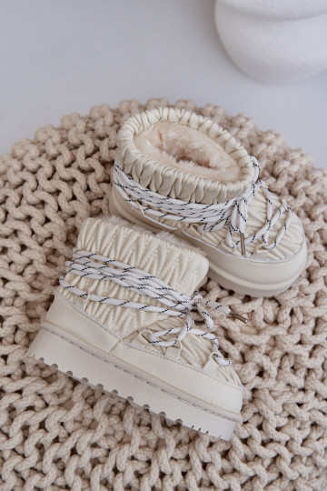 sniega apavi Bērnu apavi siltināti Grubym ar kažokādu Ziloņkaula krāsas Ieslēgtsstira 2