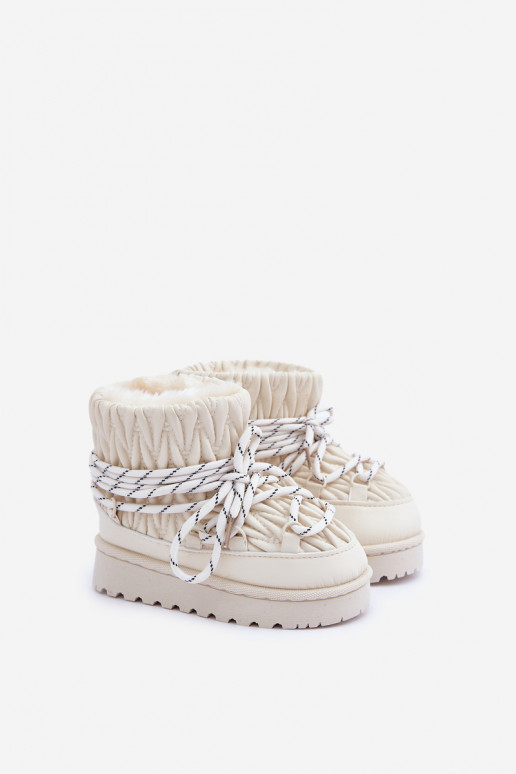 sniega apavi Bērnu apavi siltināti Grubym ar kažokādu Ziloņkaula krāsas Ieslēgtsstira sniega apavi Bērnu apavi siltināti Grubym ar kažokādu Ziloņkaula krāsas Ieslēgtsstira