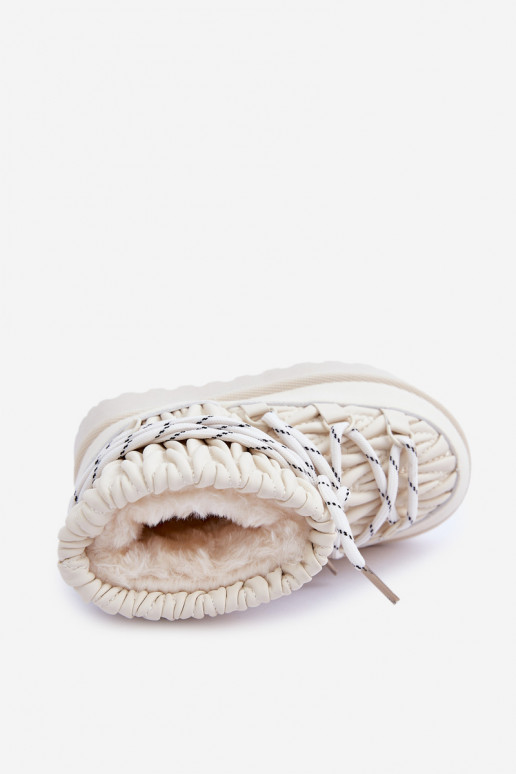 sniega apavi Bērnu apavi siltināti Grubym ar kažokādu Ziloņkaula krāsas Ieslēgtsstira sniega apavi Bērnu apavi siltināti Grubym ar kažokādu Ziloņkaula krāsas Ieslēgtsstira