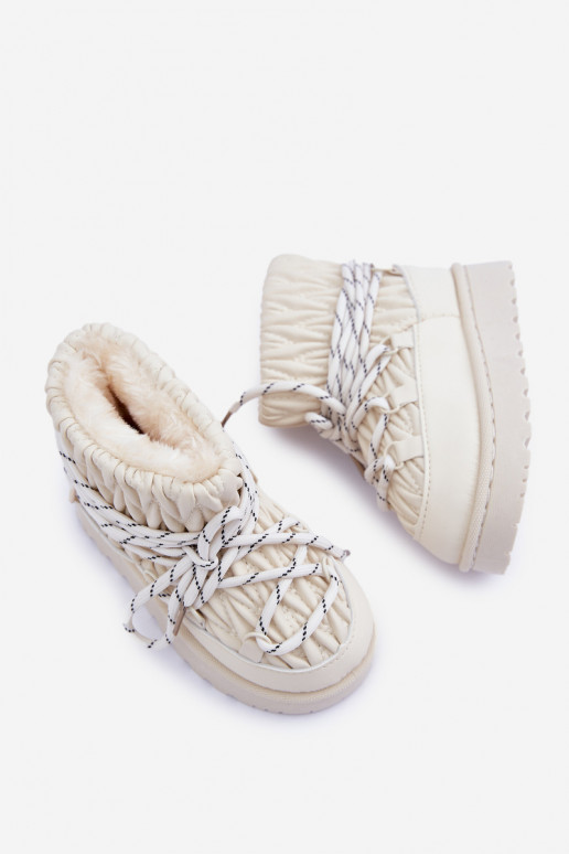 sniega apavi Bērnu apavi siltināti Grubym ar kažokādu Ziloņkaula krāsas Ieslēgtsstira sniega apavi Bērnu apavi siltināti Grubym ar kažokādu Ziloņkaula krāsas Ieslēgtsstira