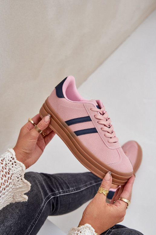 Sneakers modeļa apavi Sieviešu ar platformu Rozā krāsas Egelia Sneakers modeļa apavi Sieviešu ar platformu Rozā krāsas Egelia