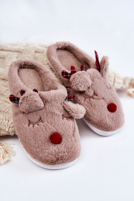 Sieviešu sandales Christmas ar kažoku ar briežiem smilšu krāsā Clarie