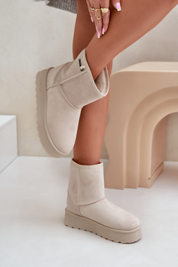 Augsts sniega apavi Sieviešu ar platformu Big Star OO274897 Ziloņkaula krāsas