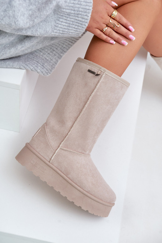 Augsts sniega apavi ar platformu Big Star OO274894 Ziloņkaula krāsas