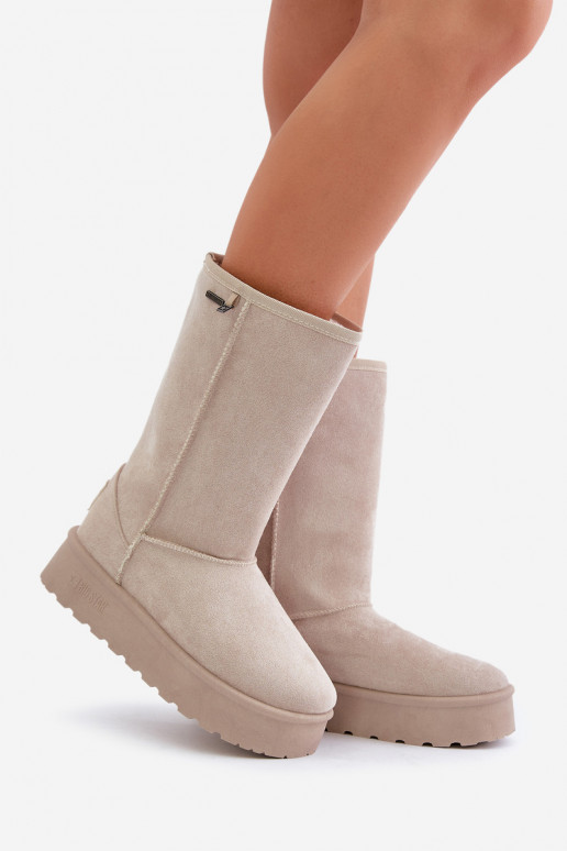 Augsts sniega apavi ar platformu Big Star OO274894 Ziloņkaula krāsas