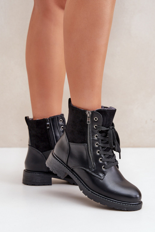 siltināti Sieviešu puszābaki ar platiem papēžiem Eko Āda melnas krāsas Ieslēgtsoise